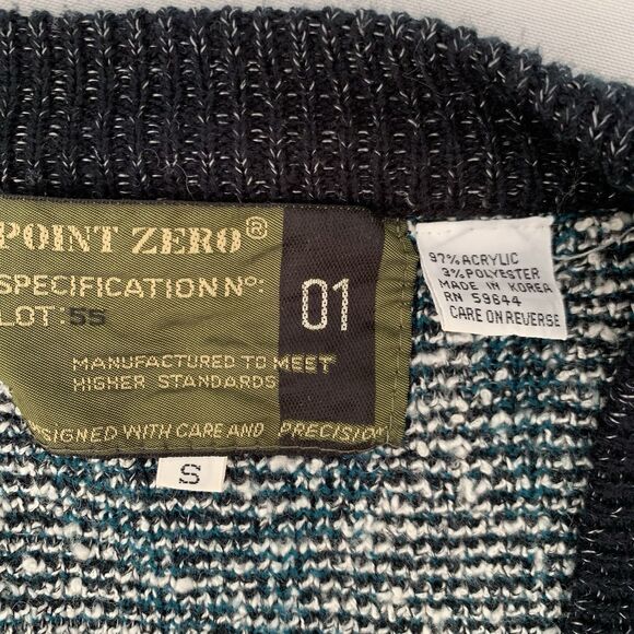 VTG Point Zero Cardigan Sweater Men S Chunky Black Diamond Grandpa Cobain Cozy - Picture 3 of 5